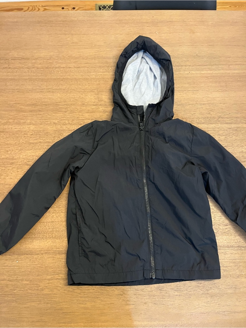Old Navy Black Hooded rain Jacket with Gray Lining
